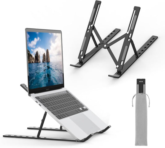 Foldable Laptop Stand – Aluminium, Adjustable Height with Carry Bag