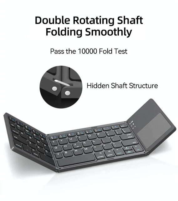 Tri-Fold Bluetooth Keyboard with Touchpad – 81 Keys, iOS Android Windows