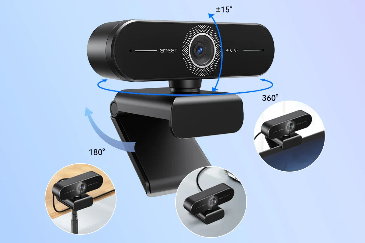 EMEET C60E Webcam – 4K Autofocus & Dual Noise Reduction Mic