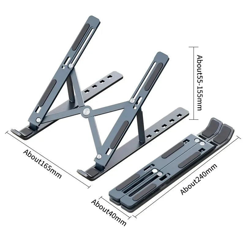 Foldable Laptop Stand – Aluminium, Adjustable Height with Carry Bag
