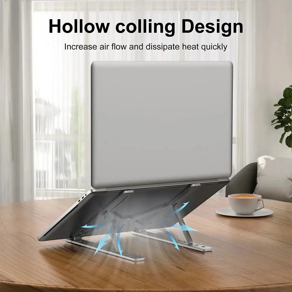 Foldable Laptop Stand – Aluminium, Adjustable Height with Carry Bag