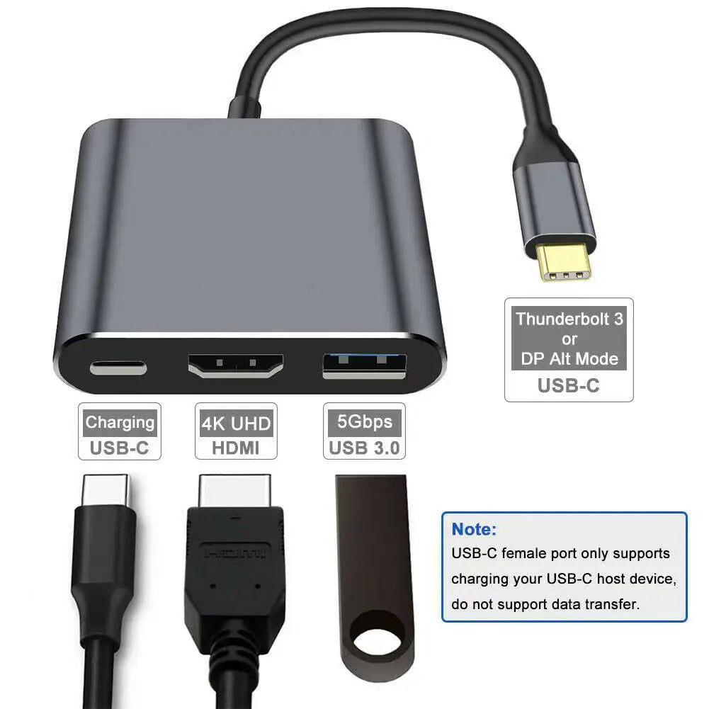 3-in-1 USB-C Hub – 4K HDMI, USB 3.0 & PD Charging