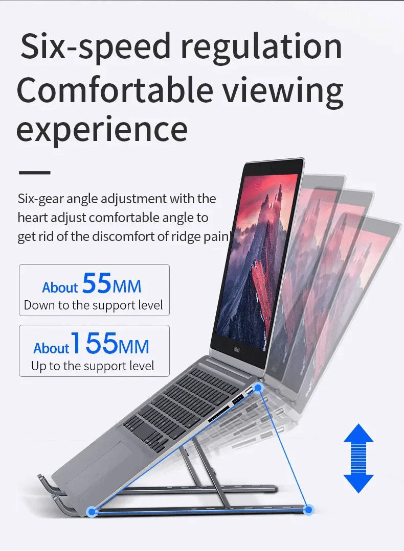 Foldable Laptop Stand – Aluminium, Adjustable Height with Carry Bag