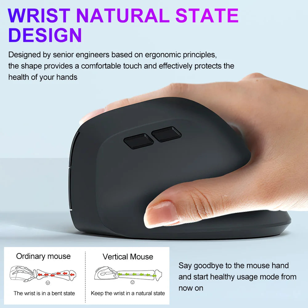 Ergonomic Vertical Mouse – Bluetooth & 2.4GHz Wireless