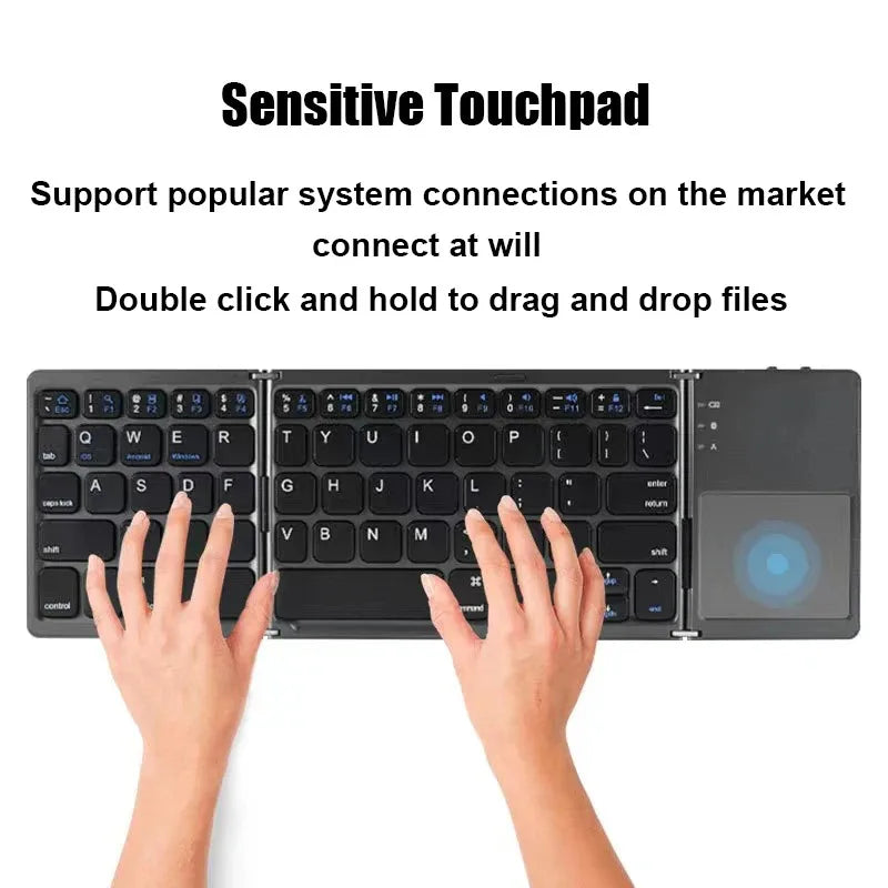 Tri-Fold Bluetooth Keyboard with Touchpad – 81 Keys, iOS Android Windows