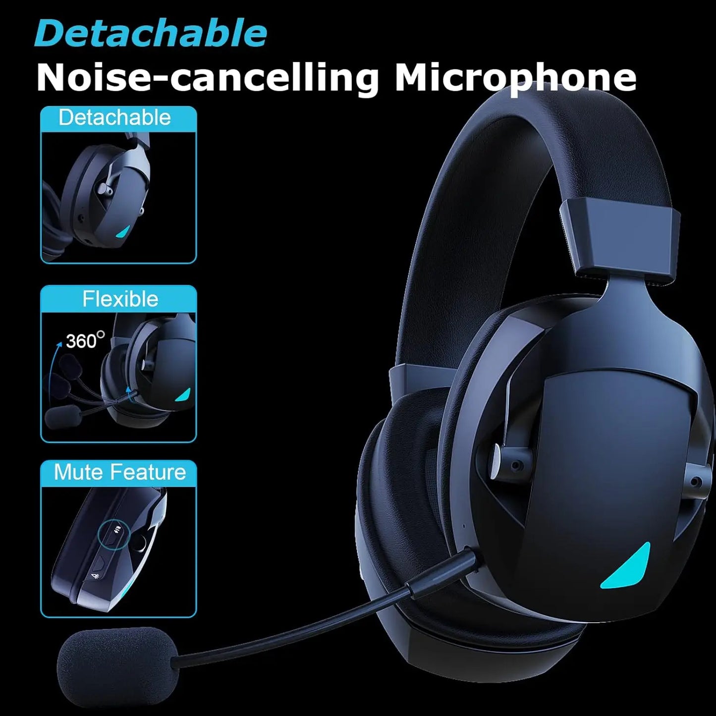 Gaming Headset – 2.4G Wireless, Bluetooth & Wired