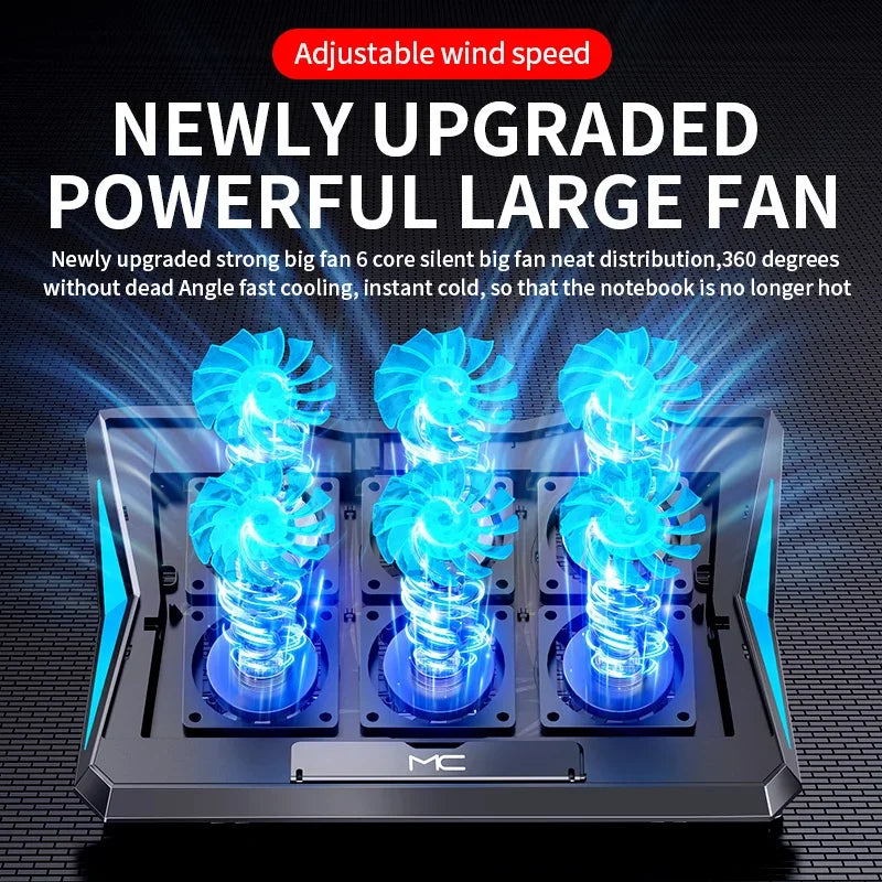 Q3 Laptop Cooling Pad – 6 Fans, Adjustable Height
