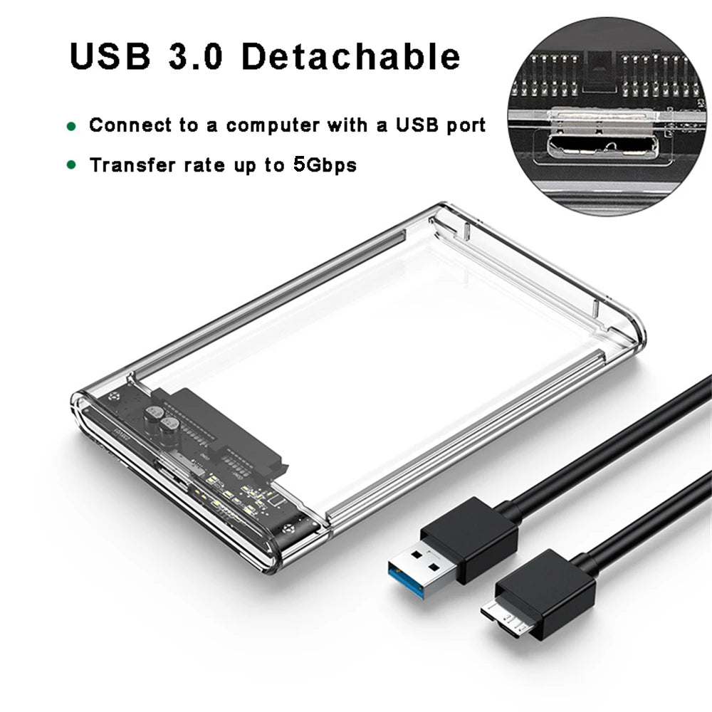 Transparent SSD Enclosure – 2.5" SATA, USB 3.0 5Gbps