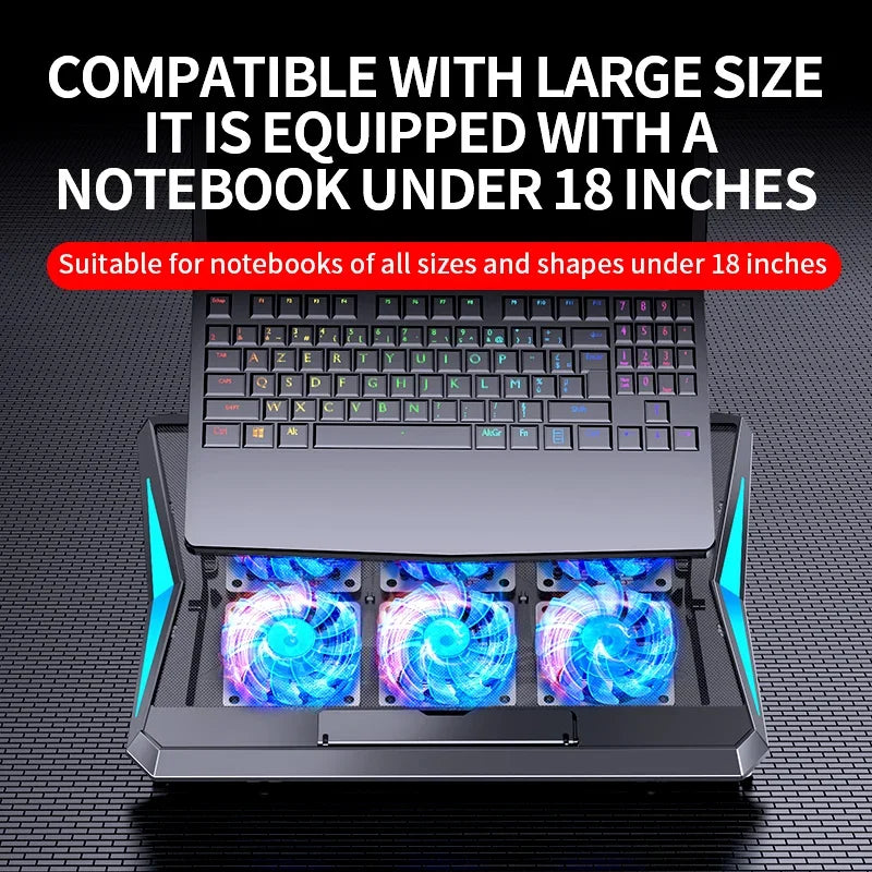 Q3 Laptop Cooling Pad – 6 Fans, Adjustable Height