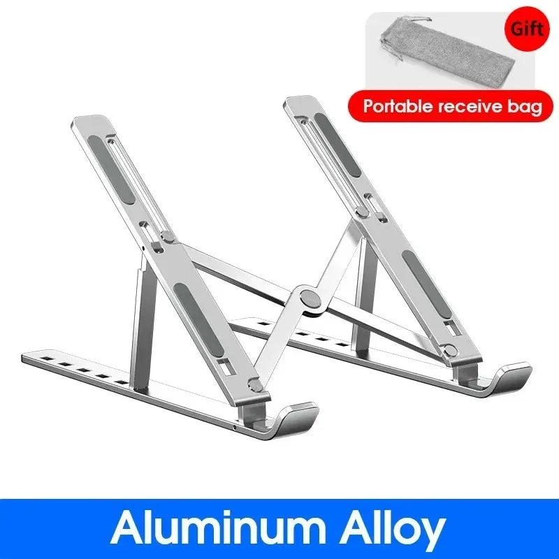 Foldable Laptop Stand – Aluminium, Adjustable Height with Carry Bag