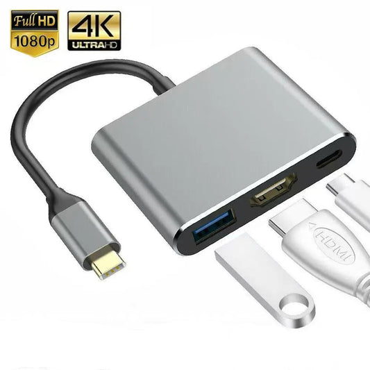 3-in-1 USB-C Hub – 4K HDMI, USB 3.0 & PD Charging