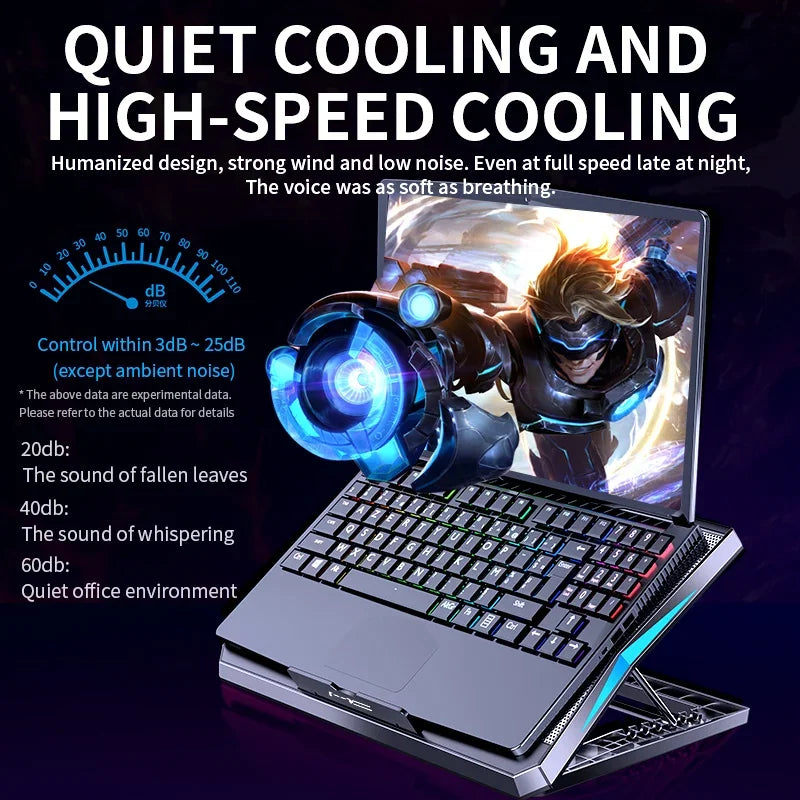 Q3 Laptop Cooling Pad – 6 Fans, Adjustable Height