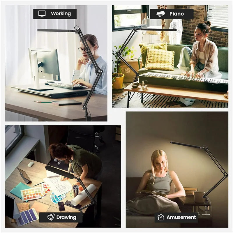 LED Desk Lamp – Clamp-On, Dimmable with 3 Light Modes