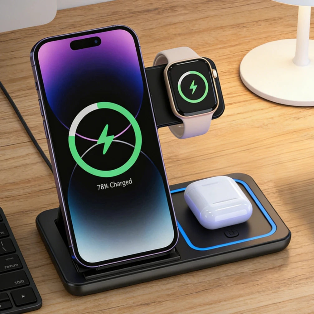 3-in-1 Wireless Charging Station – iPhone, Apple Watch & AirPods