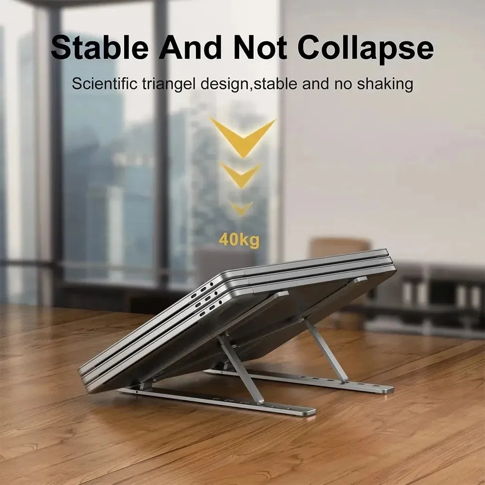 Foldable Laptop Stand – Aluminium, Adjustable Height with Carry Bag