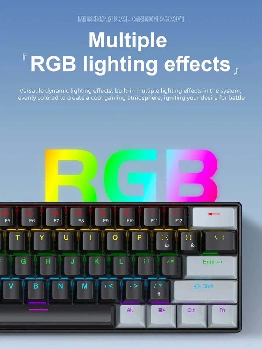 K61 Mechanical Keyboard – 60% Compact, RGB Backlit