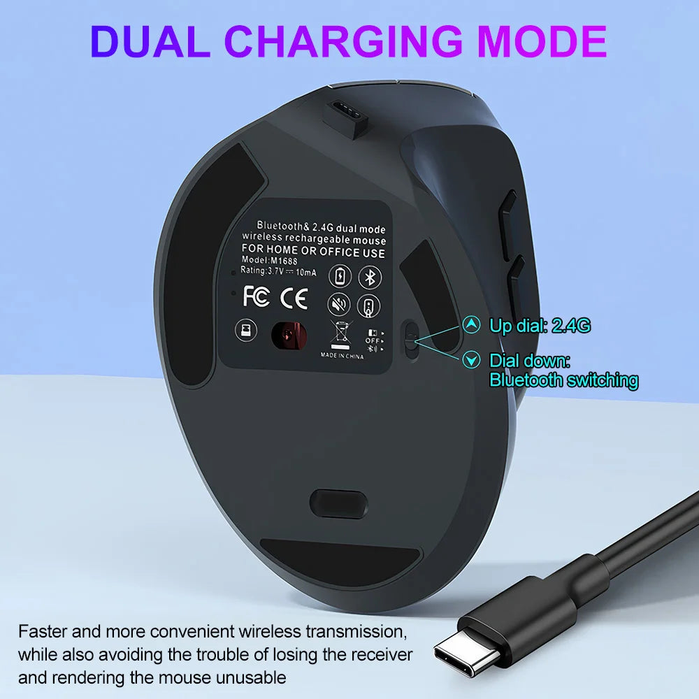 Ergonomic Vertical Mouse – Bluetooth & 2.4GHz Wireless