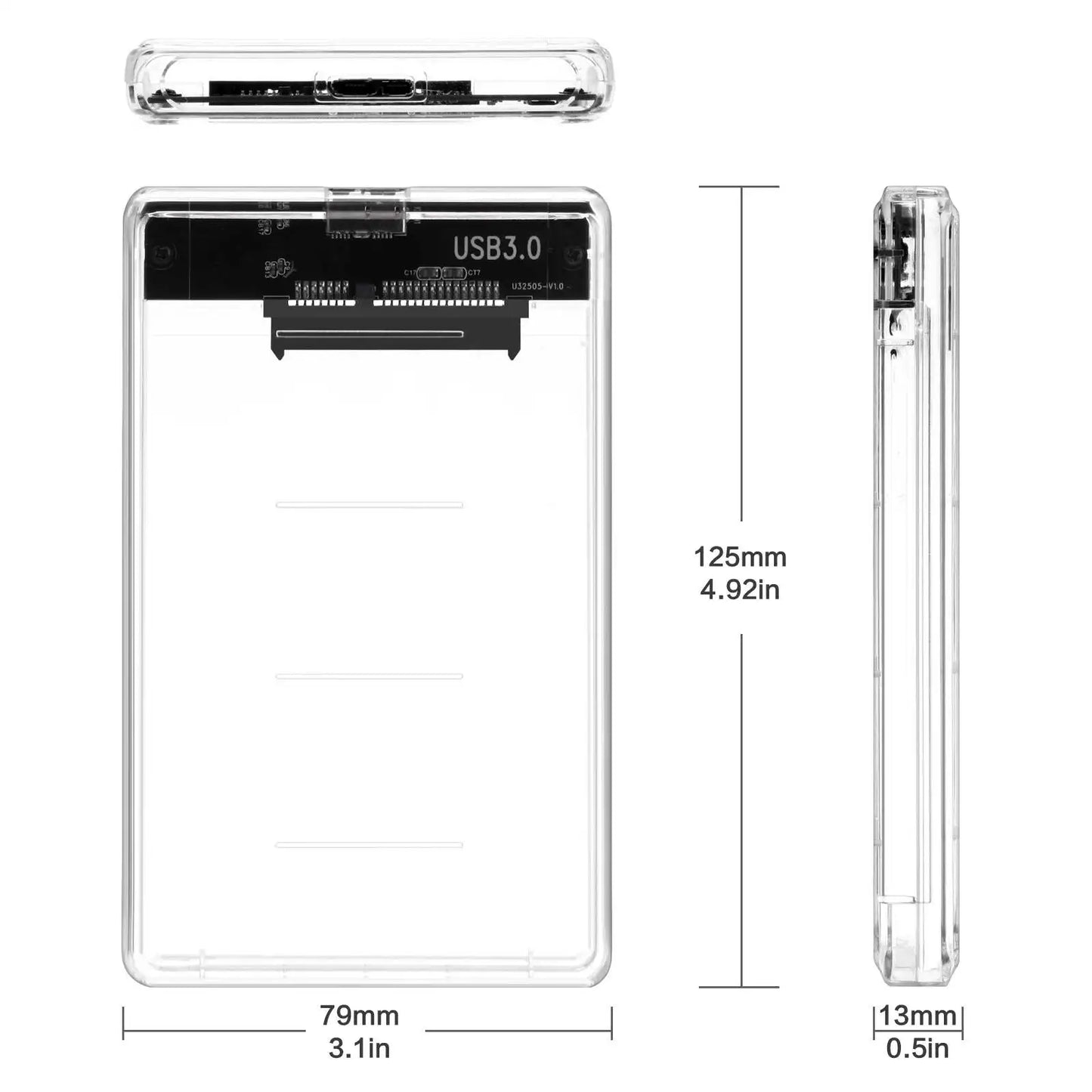 Transparent SSD Enclosure – 2.5" SATA, USB 3.0 5Gbps