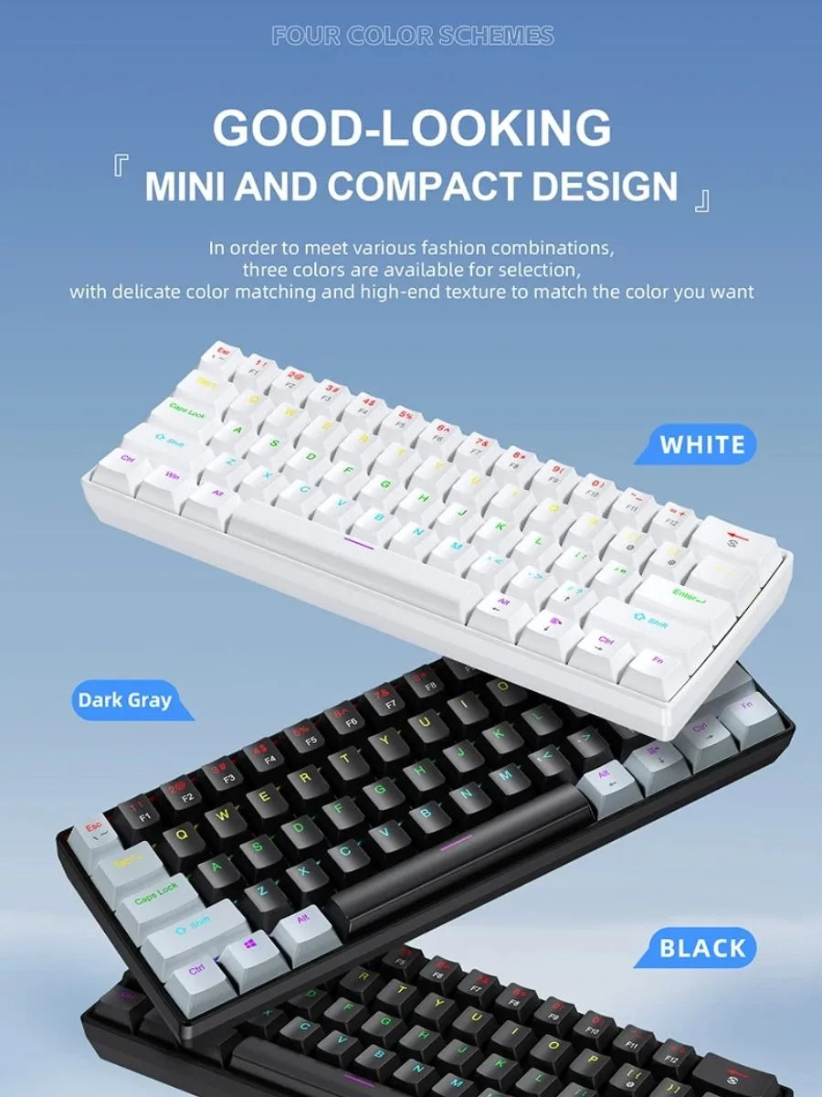 K61 Mechanical Keyboard – 60% Compact, RGB Backlit