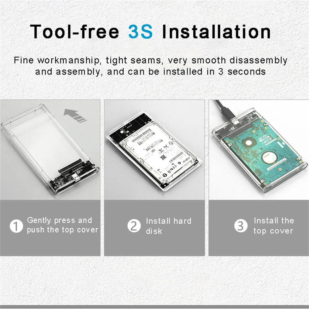Transparent SSD Enclosure – 2.5" SATA, USB 3.0 5Gbps