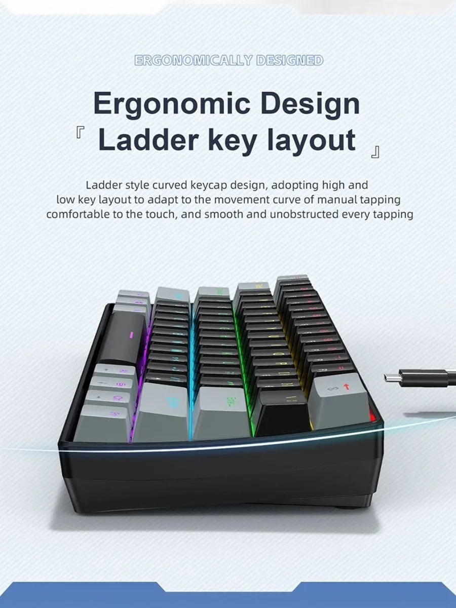 K61 Mechanical Keyboard – 60% Compact, RGB Backlit